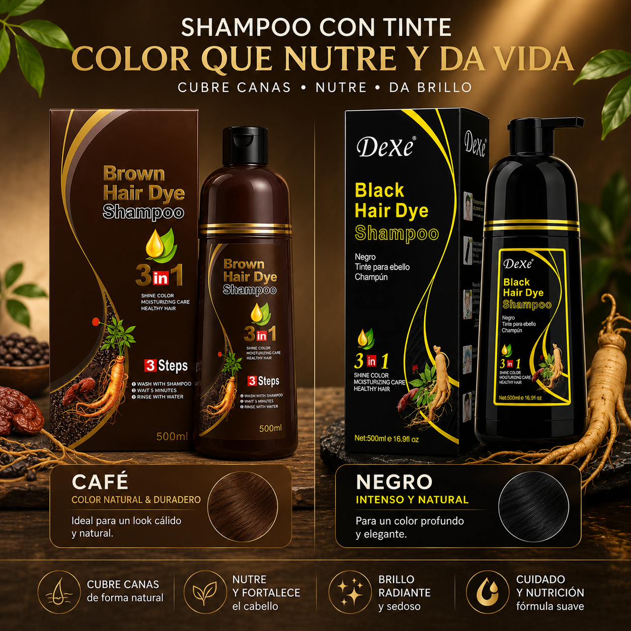 Shampoo Tinte Anti Canas 500ml